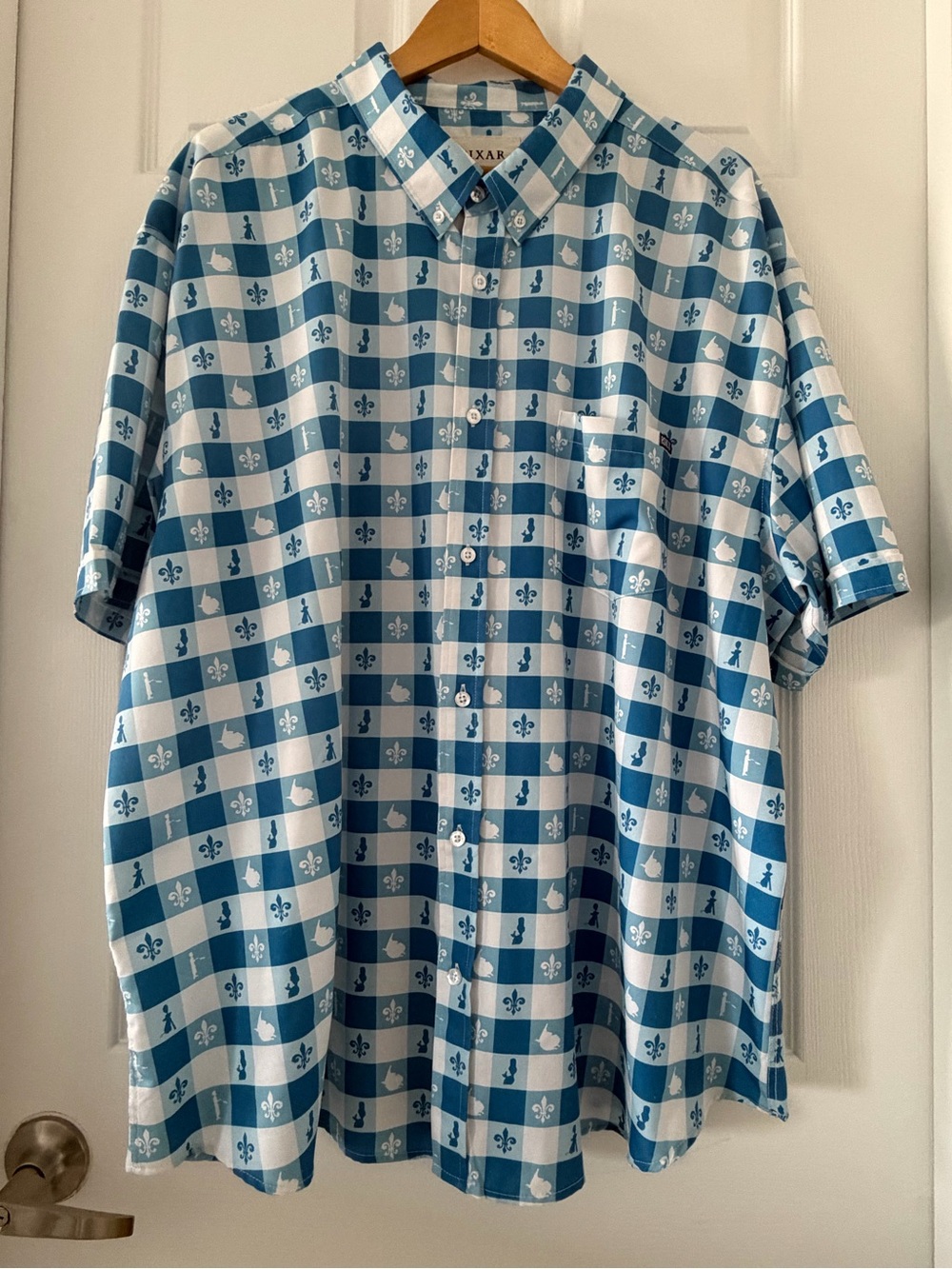 RSVLTS Blue and White Check Short-Sleeve Button-Down Shirt